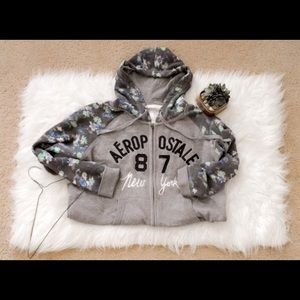 Gray and floral Aeropostale Zip-up Hoodie